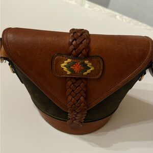Leather Women pocketbook by 
EMPORIO DELLE PELLE Brown and Green USED